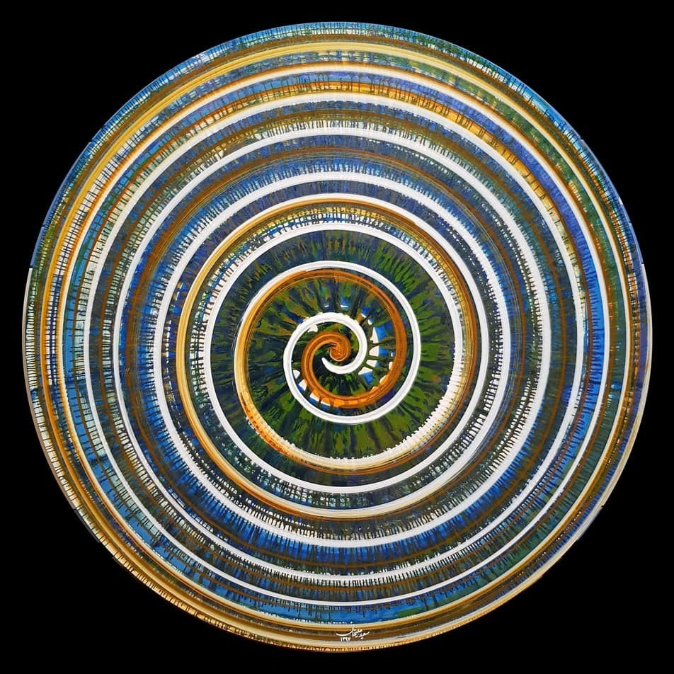 سیتابلو تابلوی نقاشی مدرن روی بوم دایره ای به قطر ۹۰ سانت