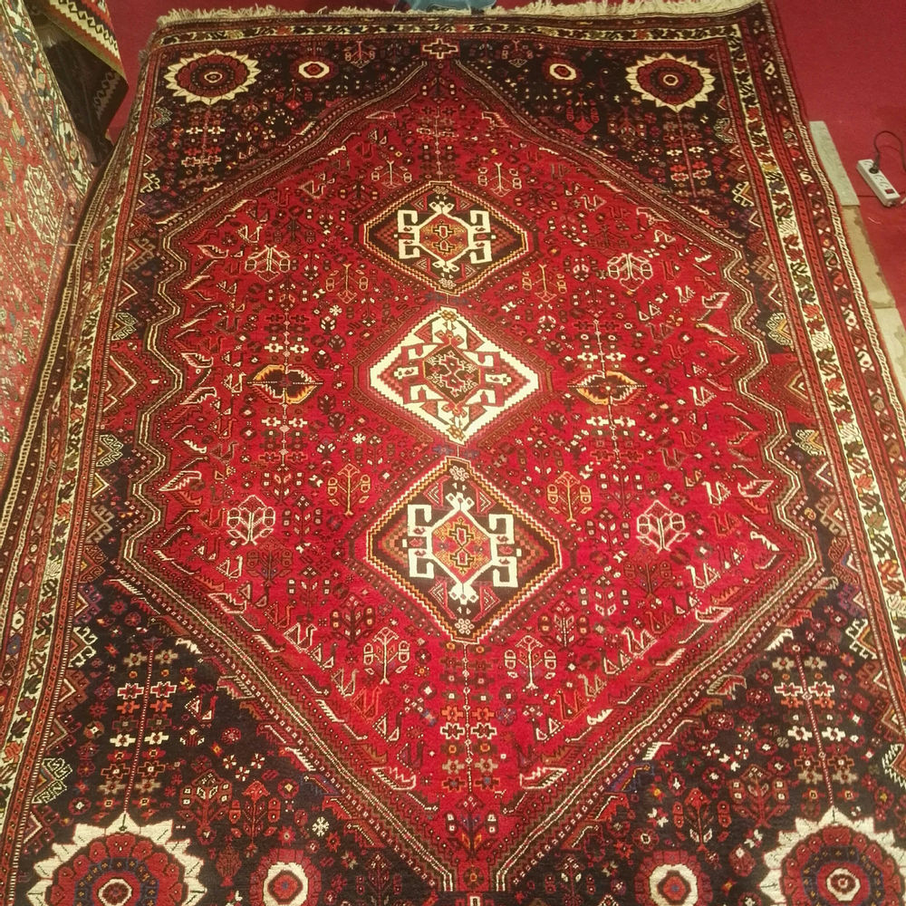 فروش فرش فرش هشت متری قشقایی شیراز رنگ گیاهی نقشه ذهنی باف
