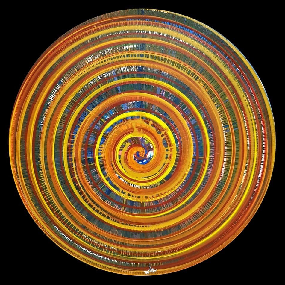 سیتابلو تابلوی نقاشی مدرن روی بوم دایره ای به قطر ۹۰ سانت
