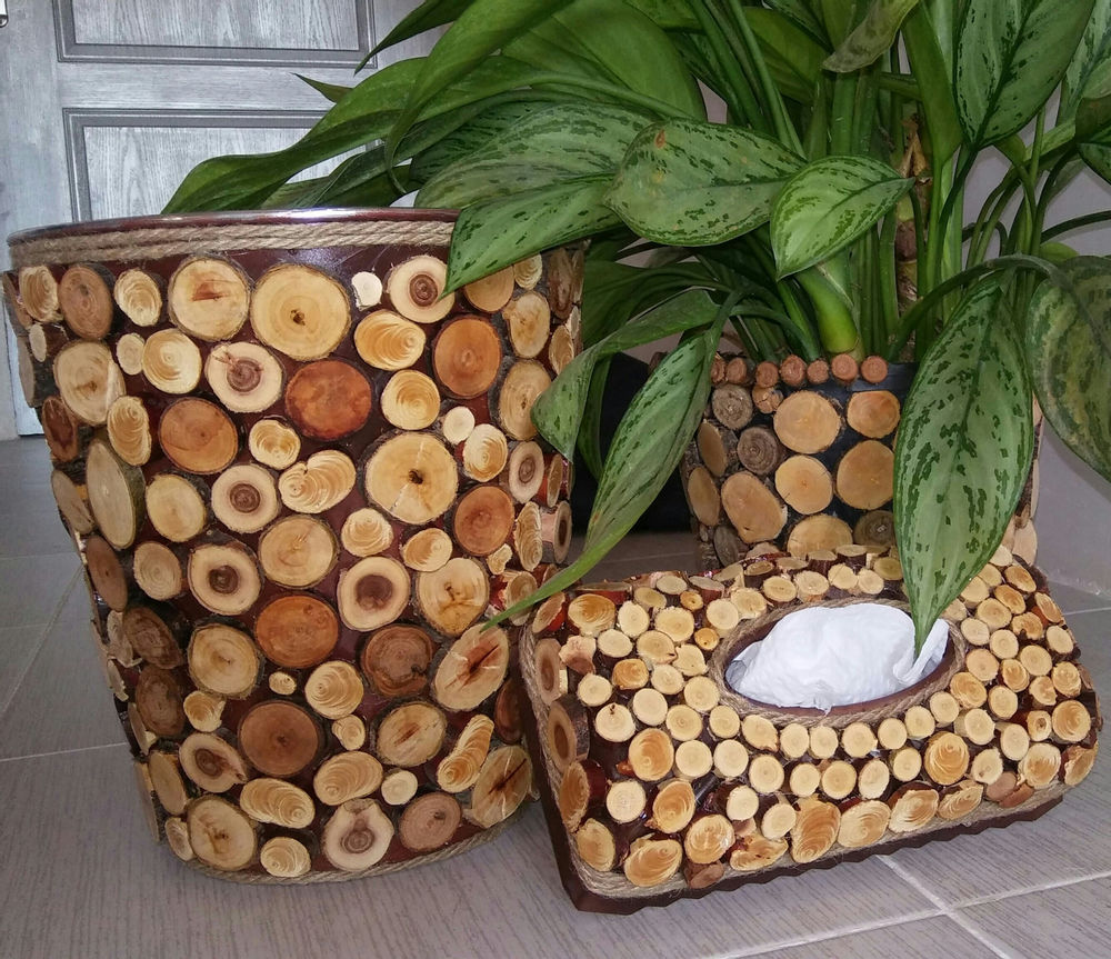 تراریوم.دیش گاردن و دکوری چوبی ست گلدان سطل و جعبه چوبی دستساز